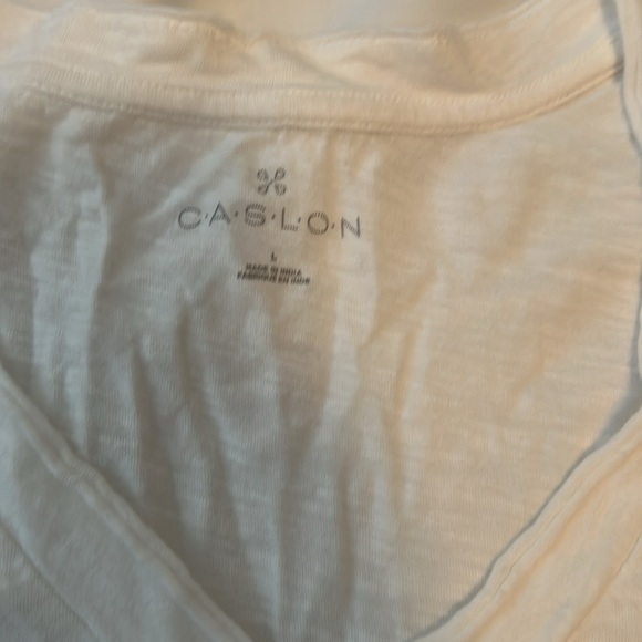 Caslon V-neck pocket shirt sleeve shirt, white, large - Picture 2 of 4